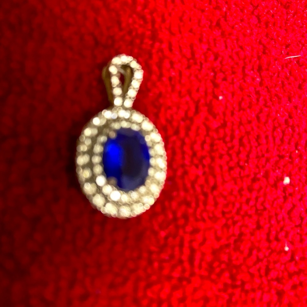 Lab created sapphire and cubic zirconia pendant